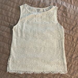 Max Studio White Cream Lace Overlay Sleeveless Top Like New